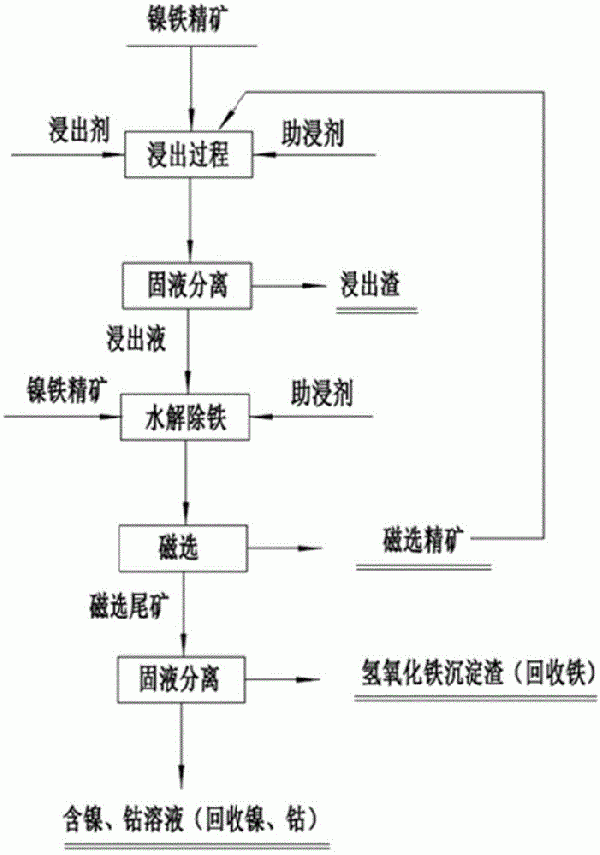 鎳鐵精礦的硫酸選擇性浸出的方法與流程