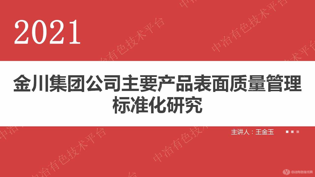 金川集團公司主要產品表面質量管理標準化研究